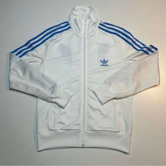 Adidas Originals Firebird Track Jacket White Blue Three Stripes Trefoil - Picture 1 of 6